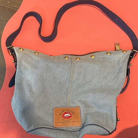 Marc Jacobs Blue Denim Sling Bag with Gold Accents - Picture 1 of 4